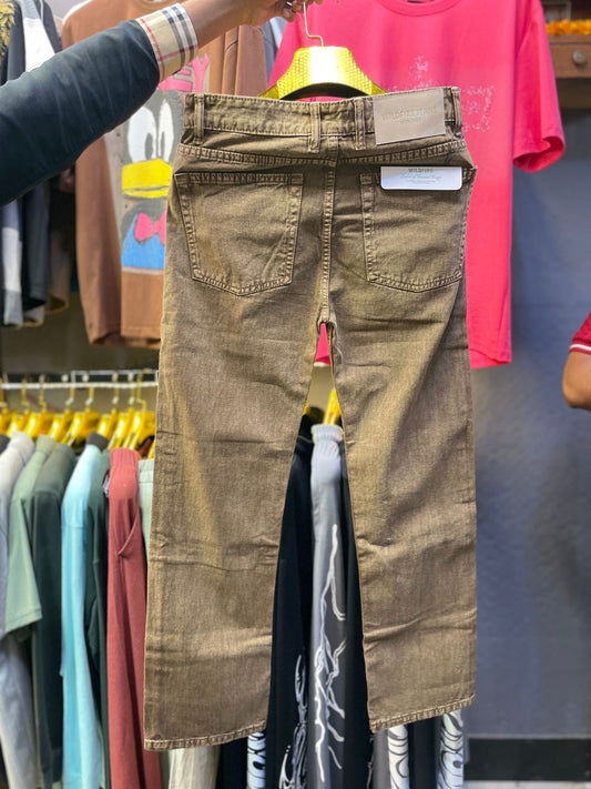Men’s Brown Stone Wash Straight Fit Denim Jeans
