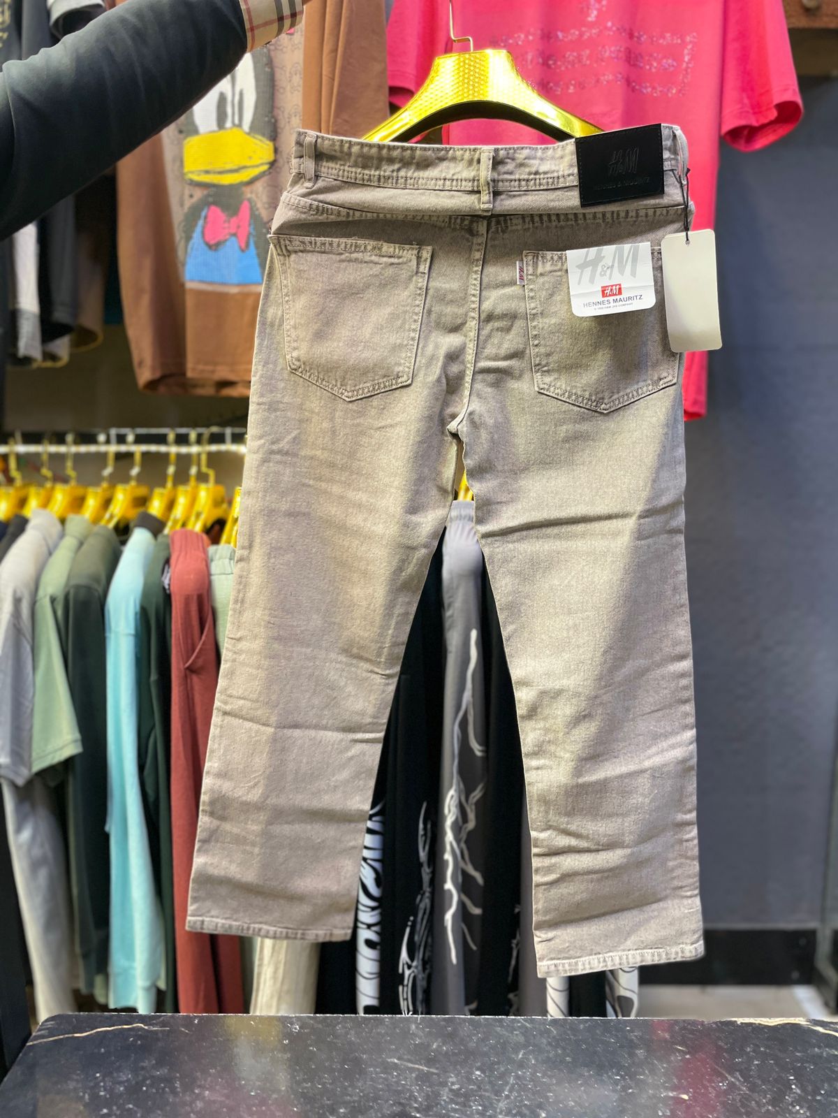 Men’s Grey Stone Wash Straight Fit Denim Jeans