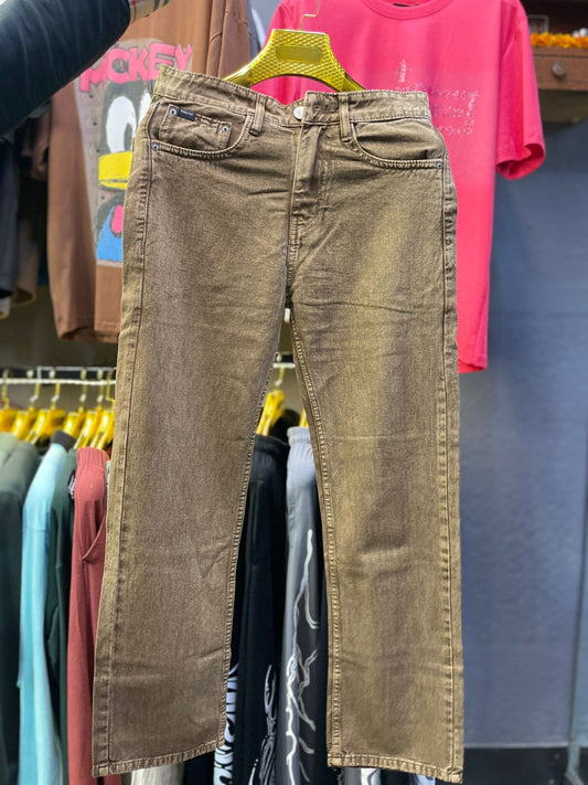 Men’s Brown Stone Wash Straight Fit Denim Jeans